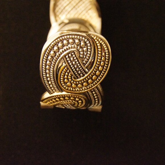 Two Tone Cuff Bracelet Watch - Picture 2 of 10